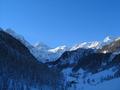 Im Bereich der Unteren Marbachalm - Blick zu Graihorn (ganz links), Faulkogel (rechts daneben) und Liebeseck (ganz rechts)