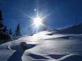 Angenehmste Wrme beim Aufstieg in der Sonne. Leider wird der Schnee schon recht patzig.