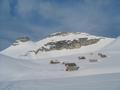 Blick zurck ber die Bruningalm zu Atterkogel (links) und Greimuth (rechts).