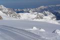 Ausblick ber den Hallsttter Gletscher zu unserem Aufstiegsgelnde auf den Hohen Trog - oberhalb der Bildmitte.