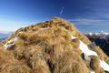 ... mit dem etwas eigenwilligen Kreuz auf der aperen, grasbschelbewachsenen Gipfelkuppe.