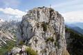 Blick zur�ck �ber die steile Felsstelle, die man abklettern mu�.