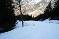 Auf der anderen Bachseite gelangt man im Moderegggraben talw�rts. Der obere Abschnitt ist eng und nur dank des weichen Schnee�s halbwegs einfach befahrbar. Hier bin ich schon im unteren - breiteren - Bereich unterwegs.