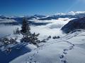 Unter uns das Nebelmeer ber Grbming. Im Hintergrund die Schladminger Tauern.