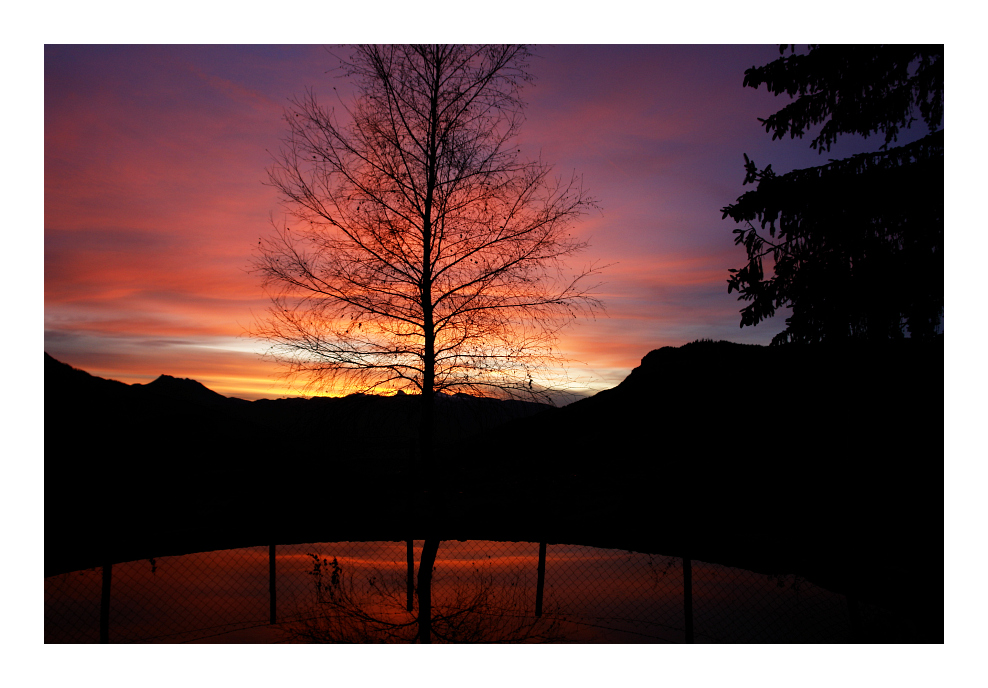 Abendrot mit Wasserspiegelung