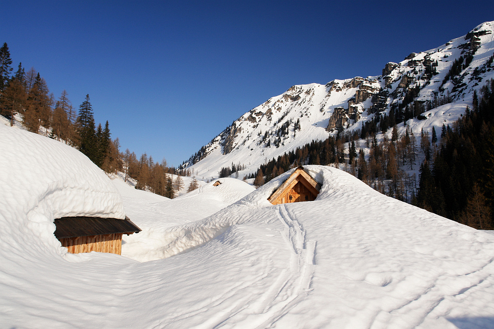 Die Langpoltenalm im April