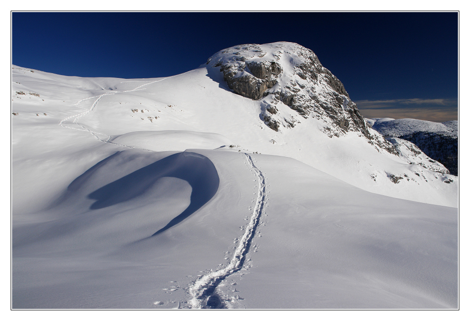 Schneeschuhspur auf die Sattelkoppen