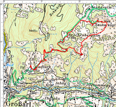 Routenverlauf Reschenbergalm - Saukarkopf - Gerstreitalm