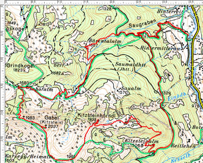 Routenverlauf Gabel (Kitzstein) - Kitzsteinhörndl