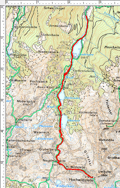 Routenverlauf Bodensee - Hans-Wödl-Hütte - Obersee - Hochwildstelle