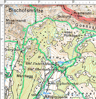 Routenverlauf Unterhofalm - Almsee - Oberhofalm