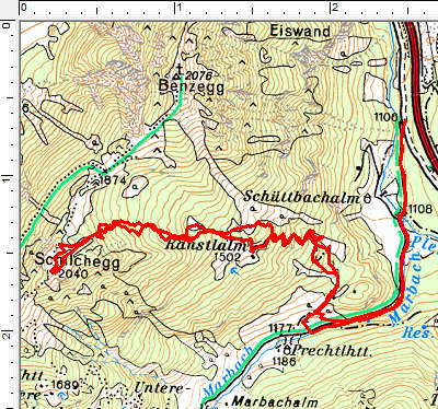 Routenverlauf Marbachalm - Ranstlalm - Schilchegg